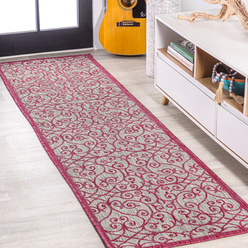 Madrid Vintage Filigree Textured Weave Indoor/outdoor Runner Rug